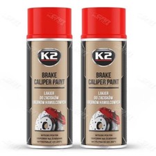 Image of 2 x K2 BRAKE CALIPER PAINT RED HIGH GLOSS 260°C Resistant Spray Lacquer - 400mL