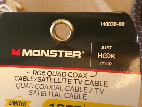 2 monster rg6 quad coax cable / satellite tv cable 12 ft 140030-00 - Picture 2 of 4
