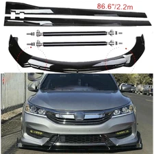 For Honda Accord Civic Font Bumper Lip Splitter Spoiler Side Skirts Glossy Black