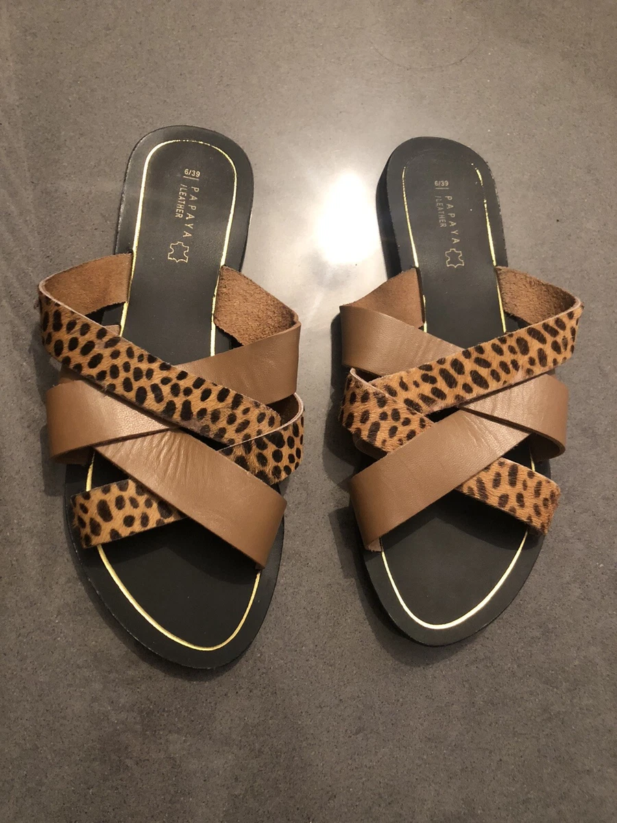 Womens leopard sales flat sandals