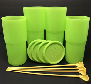 Detalles Acerca De Tupperware Mesa Apilamiento Vasos 18 Oz Conjunto De 4 Cucharas Verde Te Helado Nuevo Mostrar Titulo Original
