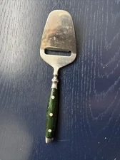 Hampton Home Stainless Steel Green Stone Cheese Slicer Server 7"