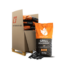HEIZFUXX® Grillholzkohle 100% Buche Gastro-BBQ 20-80mm | 12x10kg 120kg Palette