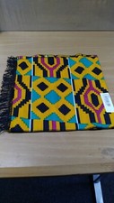 African-Made Kente Print Scarf With Fringes. NEW