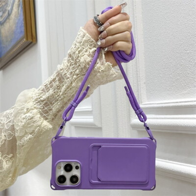 Hülle mit Handykette Für iPhone 17 16 15 14 Pro Max 13 12 Kartenfach Kordel Case