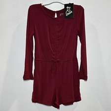 Girls' Ruched Long Sleeve Romper - art class Red XS