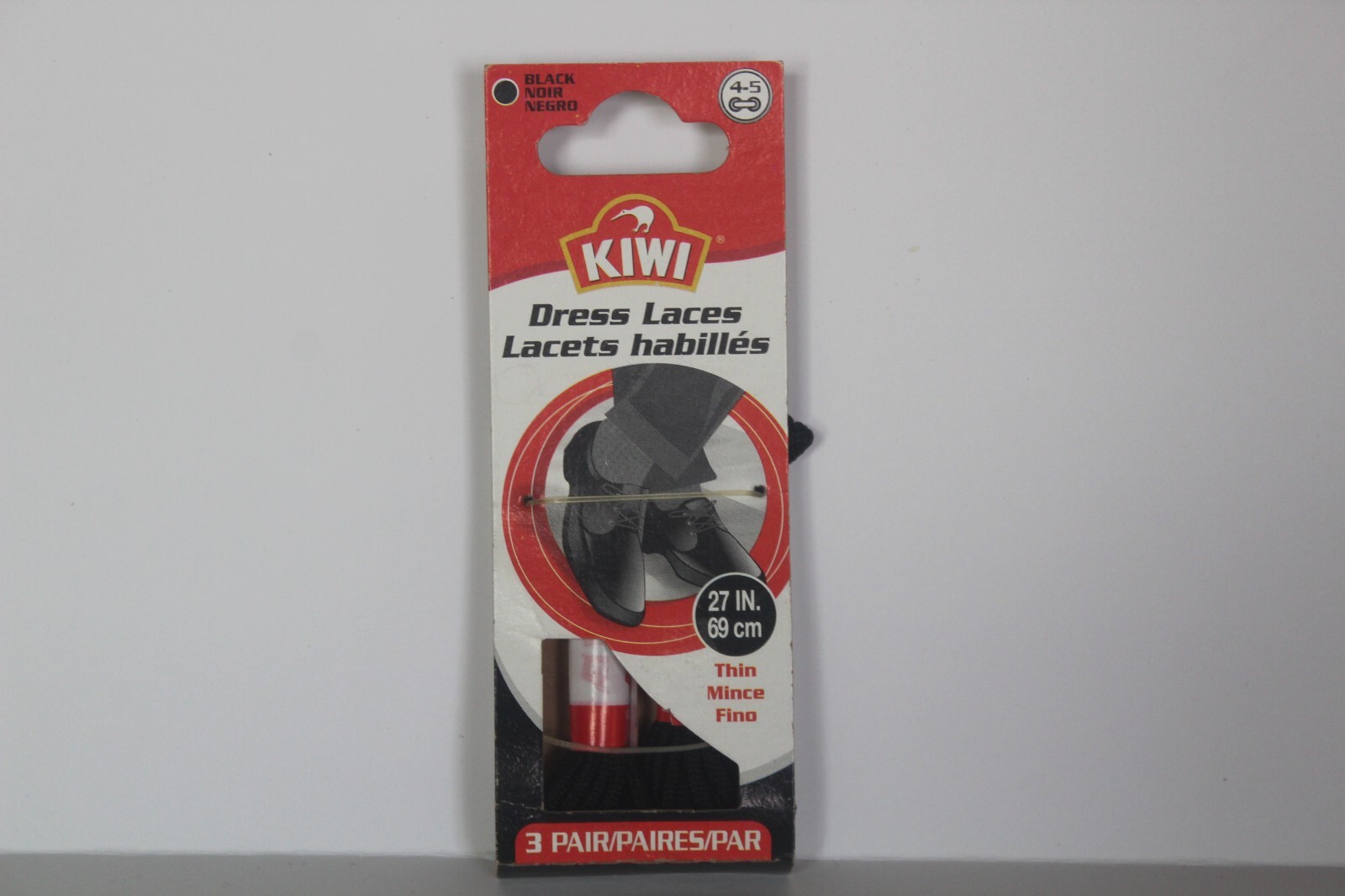 KIWI Dress Laces Brown Thin Shoe Laces 3 PAIR 4/5 Eyelet 27 In. 69 cm