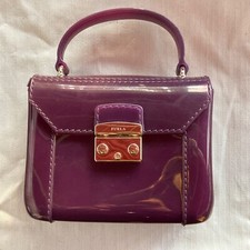 FURLA Mini Flap Bag Metropolis Purble Jelly Candy Top Handle Crossbody Square