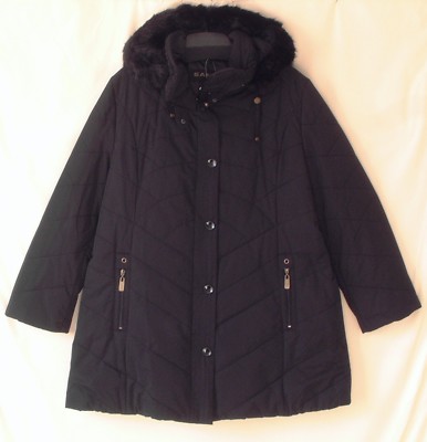 SAMOON Mantel Gerry Weber Winter Steppmantel schwarz Kuzrmantel mit Kapuze Gr.44
