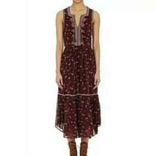 Ulla Johnson Silk Leena Floral Embroidered Burgundy Midi Dress 4