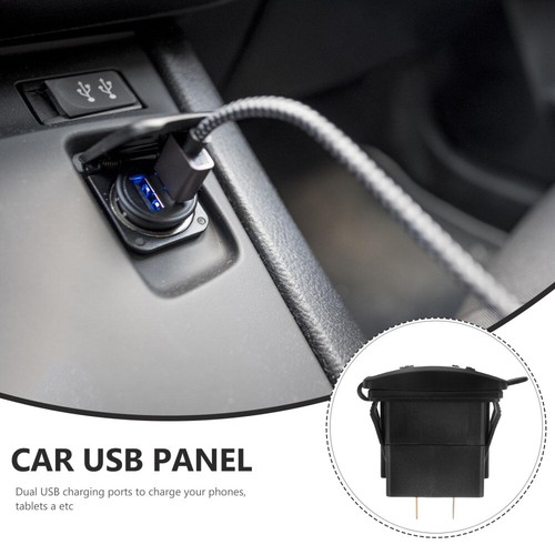 Square Car Charger Panel with Dual USB Ports Water-resistant Car Modification - 第 6/12 張圖片