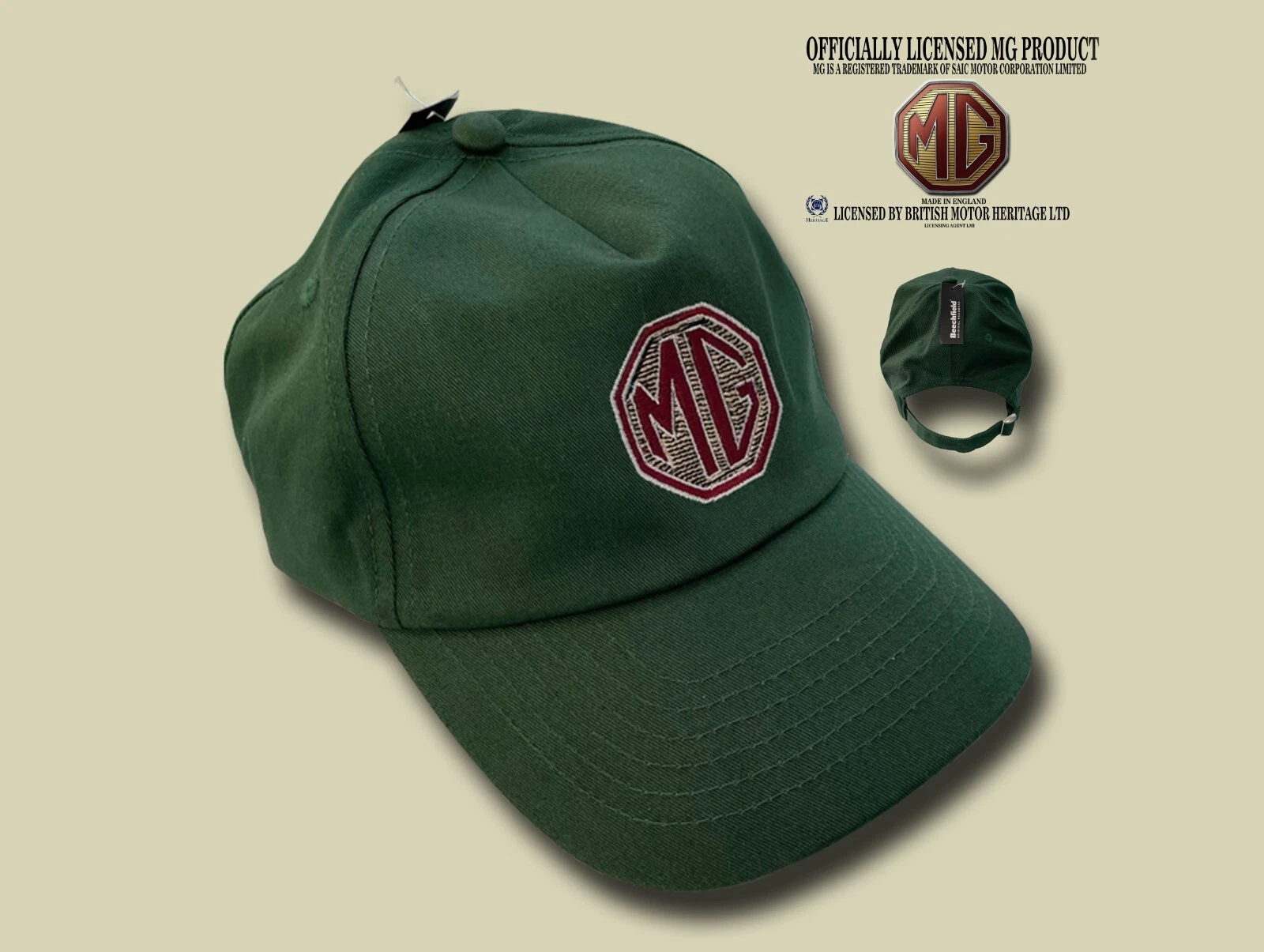 MG RACING GREEN BASEBALL CAP WITH EMBROIDERED MG MARQUE MG LICENSED MERCHANDISE.
Opens in a new wind