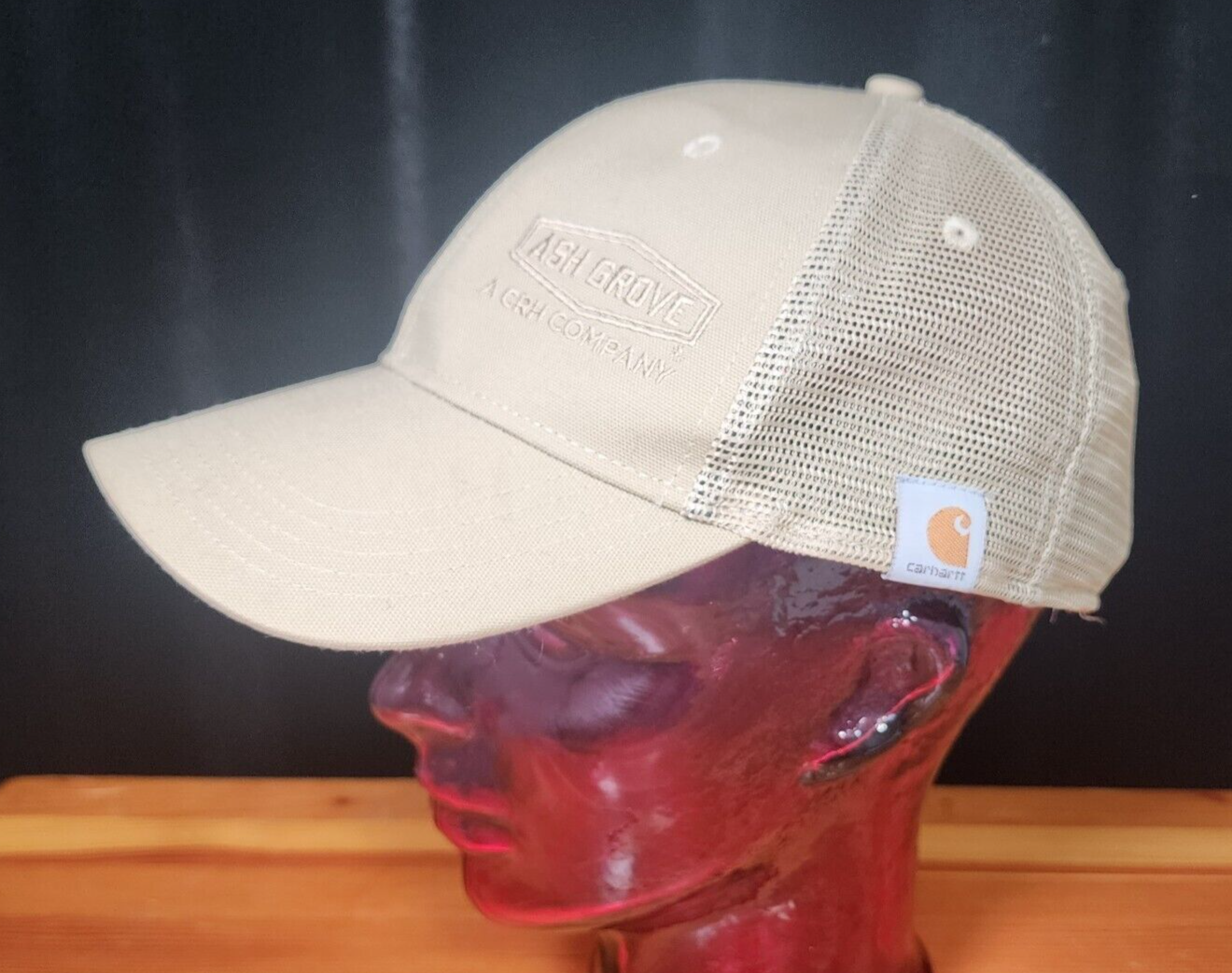 Carhartt Beige Khaki Strapback Cap Embroidered Ash Grove OSFM