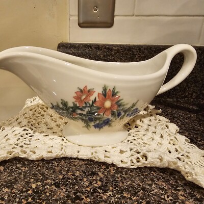 Large Albert Pick Co. Inc. Vitrified china floral gravy boat