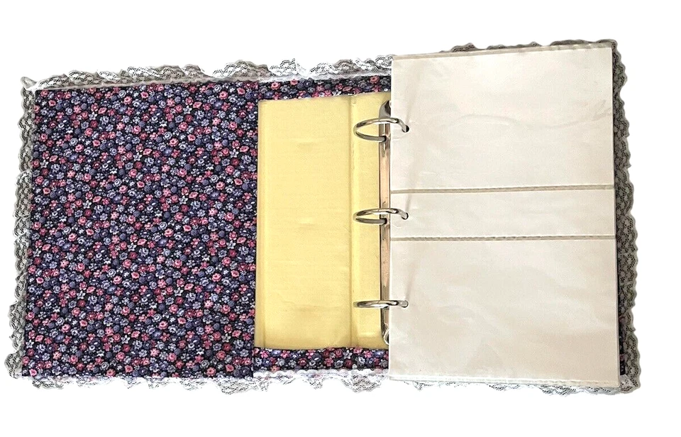 Álbum de fotos vintage hecho a mano y 100 hojas de fotos tela acolchada punto de cruz encaje Foto 2 de 4