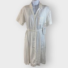 NEW | Athleta Womens Playa Wrap Dress | 6 | White | 100% Linen