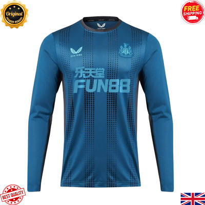 BLAUES NEWCASTLE HERREN TRAINING LANGARM T-SHIRT Größe UK Large
