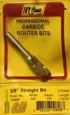 10808 IVY Classic 3/8" W 7/8" D C2 Carbide Straight Router Bit 1-3/16" OAL (BN5)