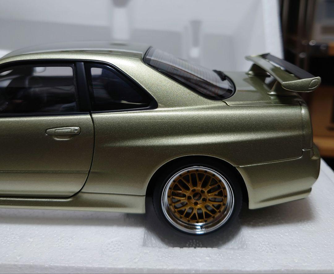 オートアート　GT-R ミレニアムジェイド　BBSホイール AUTOart 1/18 Nissan Skyline GT-R R34 V Spec II Nur BBS LM