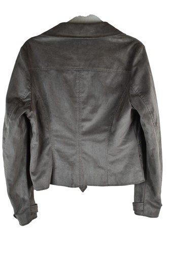RIVER ISLAND Grey Faux Leather Biker Jacket size Uk 12 Womens Bomber Casual - Picture 7 of 9