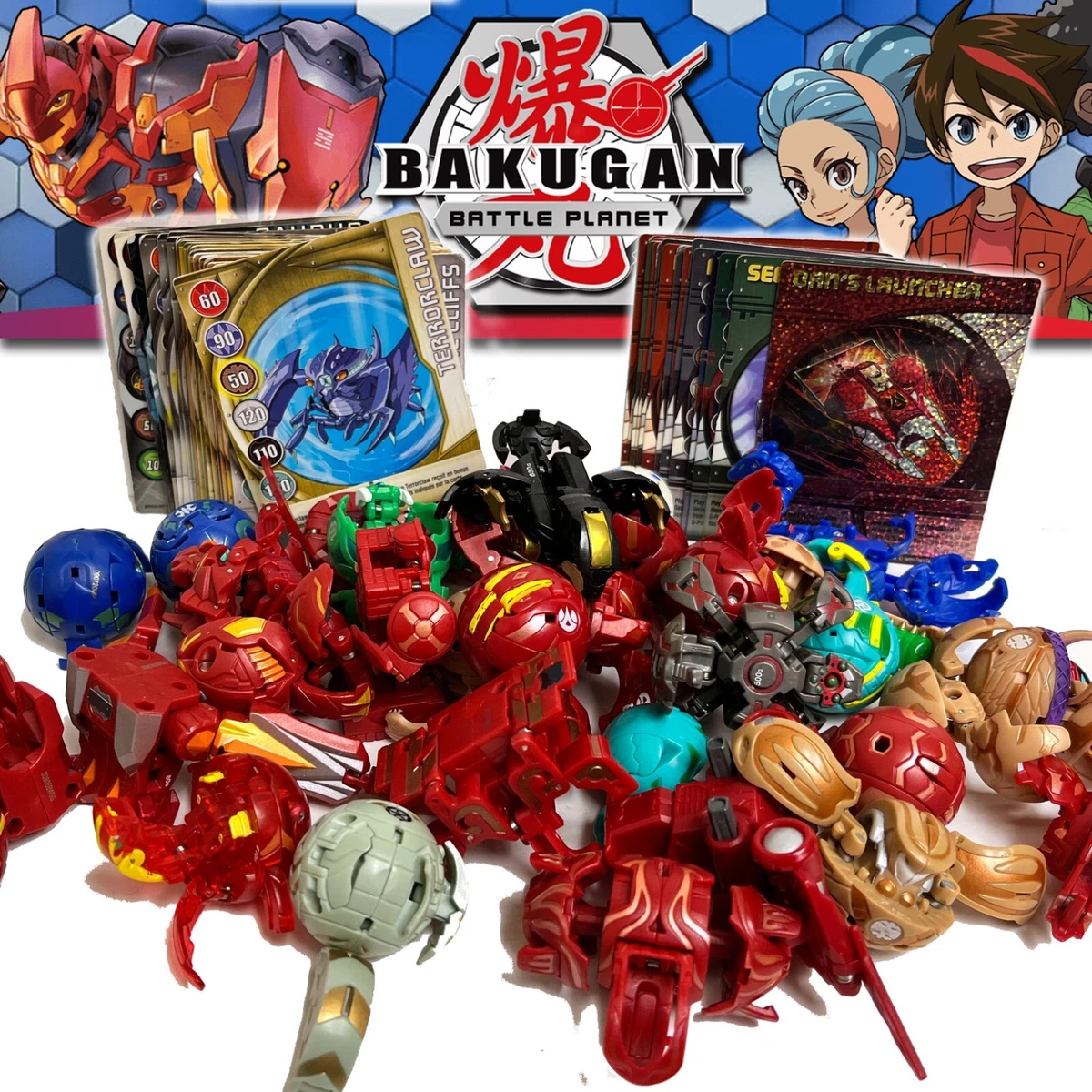 Bakugan lot of 33 figures & 106 Cards Battle Brawlers 2007-2013 Spin master