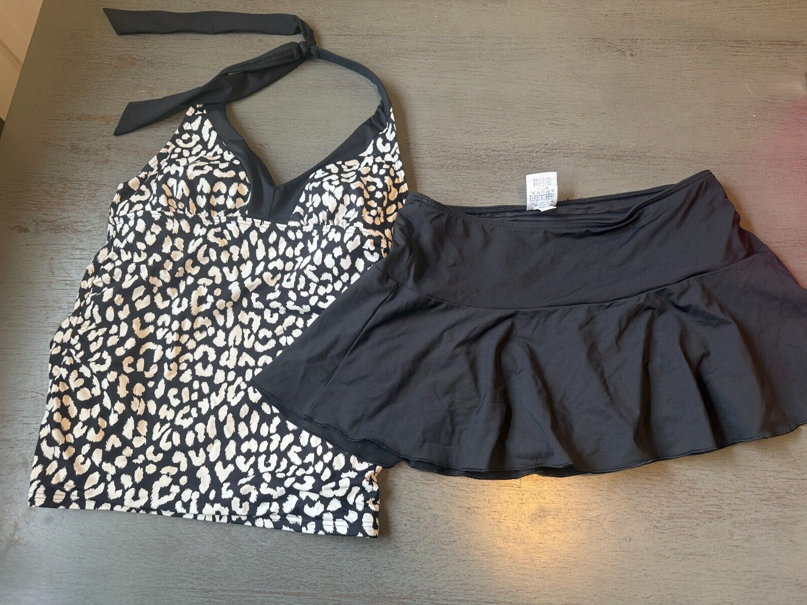 Black Tankini Skirt Two-Piece Swimsuit by Lands End Size 6 Bikini