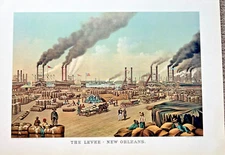 "THE LEVEE NEW ORLEANS  "   19x14    Currier and Ives Lithograph