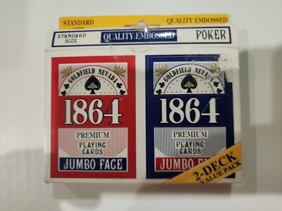 2 brand new sealed Goldfield Nevada 1864 Premium Jumbo Face playing cards decks