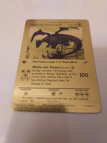Pokemon  card 1st Edition  Shining Charizard Gold  for Display,Gift