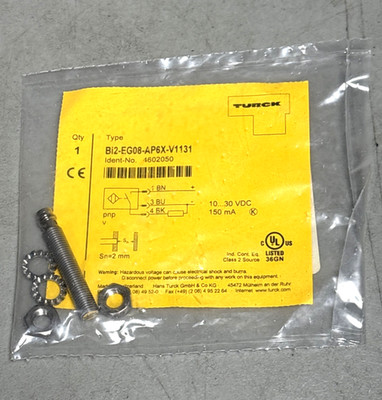 Turck BI2-EG08-AP6X-1131  Inductive Sensor No 4602050- New Sealed Pkg.