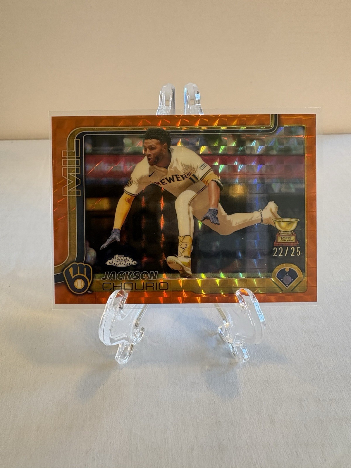2025 Topps Chrome - Jackson Chourio #262 Orange Geometric Refractor /25 (Z)