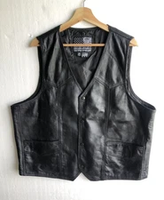Vintage Bikers Dream Apparel Motorcycle Vest Size 50 Black Leather