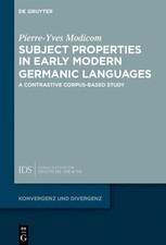 Pierre-Yves Modicom | Subject Properties in Early Modern Germanic Languages | IX