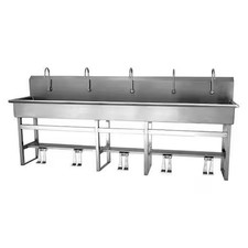 Sani-Lav 510Fs-0.5 Floor Mount, 5 Hole, Dual Foot Pedal, Silver, Wash Station