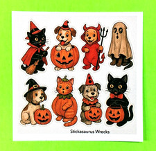 Vintage Style Halloween Costume Animals Mini Sticker Sheet