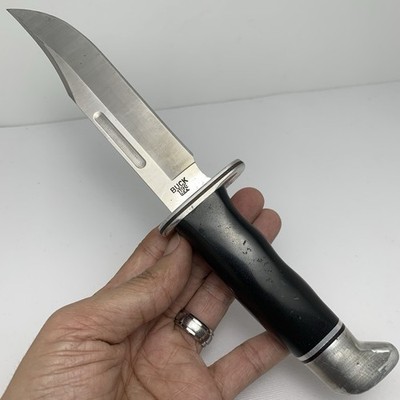 Buck Knife Special 119 Black Phenolic Handle Fixed Blade W Leather
