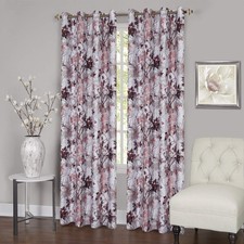 PowerSellerUSA Elegant Floral Polyester Blackout Grommet Window Curtain Single