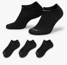 Nike Everyday Plus Cushion No Show Socks 3-Pair Black YTH 5Y-7Y W 6-10 M 6-8 NWT