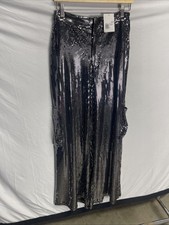 Forever 21 Women Pants Wide Bottom Black Silver Size Large