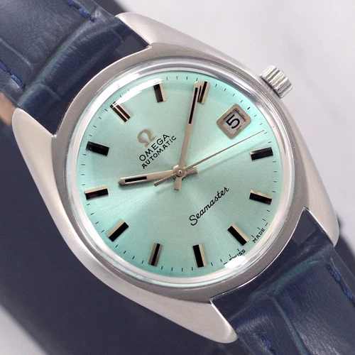 OMEGA SEAMASTER AUTOMATIC 24 JEWEL CAL.565 DATE REF.166.067 BLUE DIAL MENS WATCH