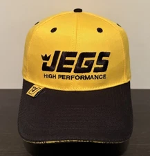 JEGS High Performance Headwear Hat Cap Adjustable Yellow and Black Strapback
