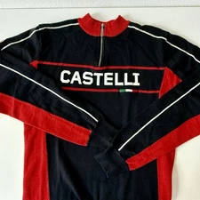 Rare!! Vintage Wool Blend Castelli Cycling-1/4 Zip-Sweater- Black/Red Men’s  XL
