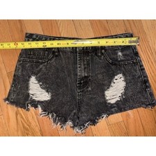 Forever 21 Distressed Shorts Grey Size 27 High Waisted Frayed Hem T57-12