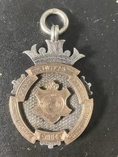 Edwardian Sterling & 14k Watch Fob Pendant