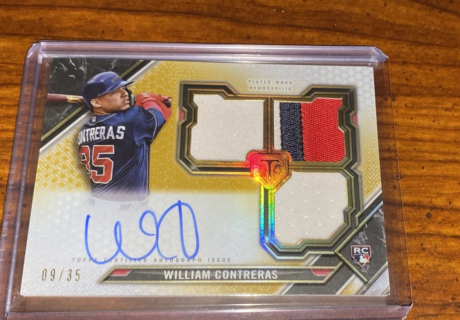 2021 Topps Triple Threads - Rookie RPA William Contreras Gold /35 (AU, MEM, RC)