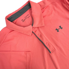 UNDER ARMOUR HeatGear Men's Sz 2XL Loose Coral Short-Sleeve Polyester Polo Shirt