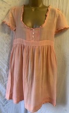 Heidi Klein Cotton Silk Peachy Smock Cover Up Holiday Dress Size 3 UK M 10 12 14