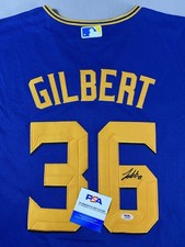 SEATTLE MARINERS- LOGAN GILBERT AUTOGRAPH CITY CONNECT NIKE JERSEY PSA AQ14093