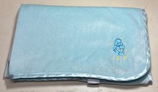 Care Bear Bedtime Bear Vintage RARE Blue Baby Blanket Satin Trim Back 39 x30