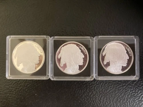 Indian Head - Obverse Buffalo - Reverse 1 Oz. .999 Silver Round 3 Count Lot B
